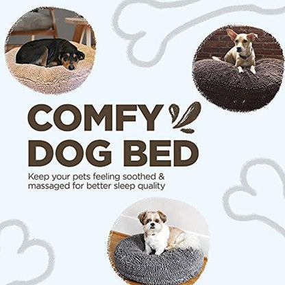 Super Snoozer Microfiber Chenille Round Dog Bed - Moisture-Wicking Comfort with Removable Washable Cover (Dark Chocolate, Extra-Large 42” x 42” x 7”)