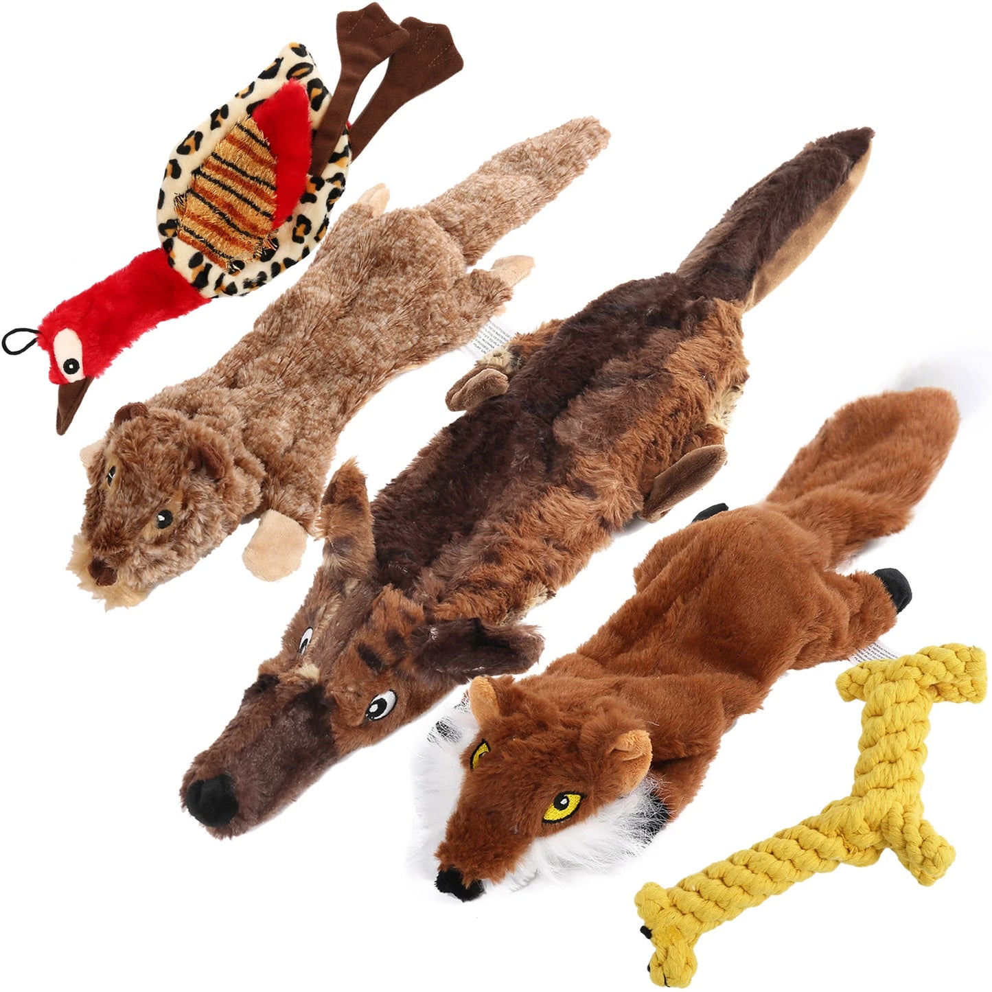 Set of 5 Squeaky Dog Toys for Small to Medium Breeds, No Stuffing Design