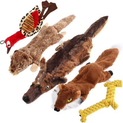 Set of 5 Squeaky Dog Toys for Small to Medium Breeds, No Stuffing Design