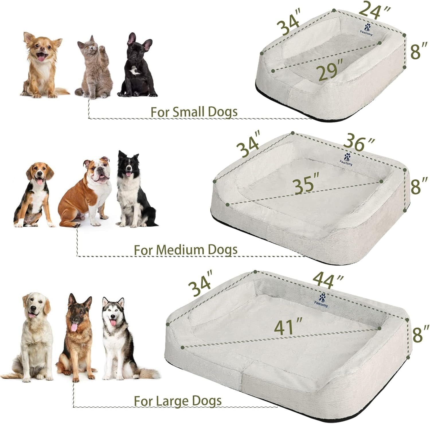 Size Adjustable Orthopedic Dog Bed with CertiPUR-US Foam, Waterproof Removable Cover, and Three Side Bolsters for Large, Medium, and Jumbo Dogs