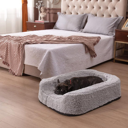Size Adjustable Orthopedic Dog Bed with CertiPUR-US Foam, Waterproof Removable Cover, and Three Side Bolsters for Large, Medium, and Jumbo Dogs
