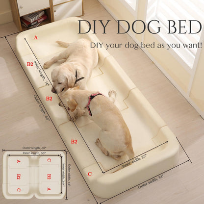 Size Adjustable Orthopedic Dog Bed with CertiPUR-US Foam, Waterproof Removable Cover, and Three Side Bolsters for Large, Medium, and Jumbo Dogs
