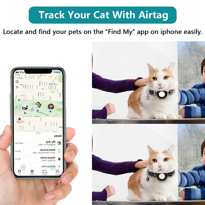 Breakaway Airtag Cat Collar - 2 Pack Reflective Kitten Strap with Airtag Case and Bell for Cats, Kittens, and Extra Small Dogs, Black